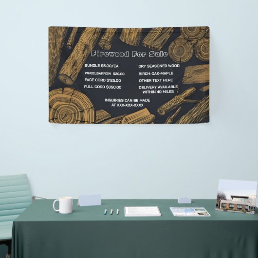 Gepersonaliseerd Rustiek Hout Voor Verkoop Bundel  Spandoek (Beurs)