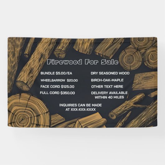 Gepersonaliseerd Rustiek Hout Voor Verkoop Bundel  Spandoek (Horizontaal)