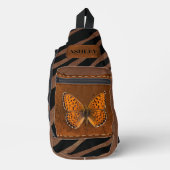 Gepersonaliseerd rustiek leer Butterfly Brown Sling Bag (Voorkant)