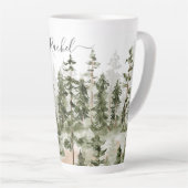 Gepersonaliseerd rustiek Waterverf groen bos Latte Mok (Rechterhoek)