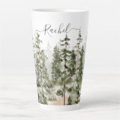 Gepersonaliseerd rustiek Waterverf groen bos Latte Mok (Voorkant)