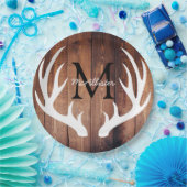 Gepersonaliseerd - Rustiek White Deer Antlers Schu Papieren Bordje (Feest)