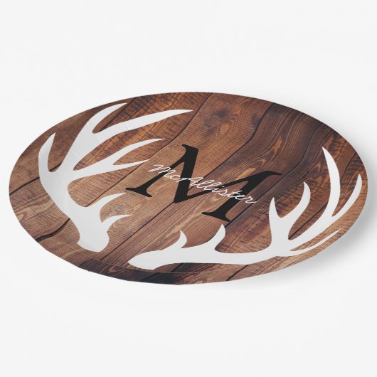 Gepersonaliseerd - Rustiek White Deer Antlers Schu Papieren Bordje (Gekanteld)