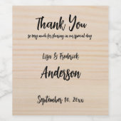 Gepersonaliseerd rustieke houten dank u van Paar Wijn Etiket (Enkel label)