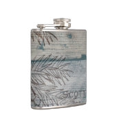 Gepersonaliseerd | Rustieke Houten Winter Dennenbo Heupfles (Rechts)