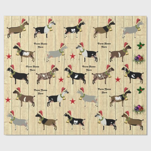 Gepersonaliseerd Rustige kerstdairy Goat Herd Cadeaupapier (Vlak)