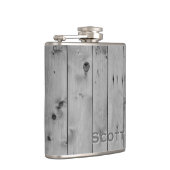 Gepersonaliseerd | Rustige Masculine Grey Wood Kij Heupfles (Rechts)