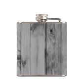 Gepersonaliseerd | Rustige Masculine Grey Wood Kij Heupfles (Achterkant)