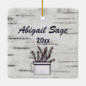 Gepersonaliseerd Rustisch Land Moose Birch Kerstmi Keramisch Ornament (Achterkant)