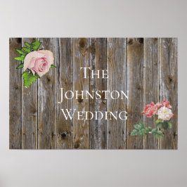 Gepersonaliseerd Rustisch Roos Wedding Poster