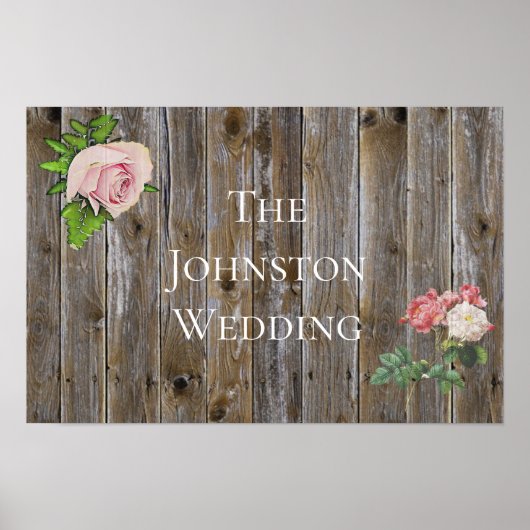 Gepersonaliseerd Rustisch Roos Wedding Poster (Voorkant)