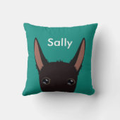 Gepersonaliseerd ruw gecoat zwart Podenco gezicht Kussen (Achterkant)