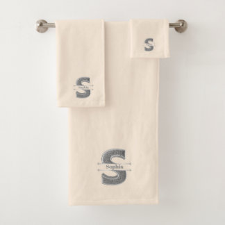 Gepersonaliseerd S Initiaal zilveren monogram Jouw Bad Handdoek
