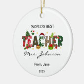 Gepersonaliseerd 's werelds beste leraar kerstcade keramisch ornament (Links)