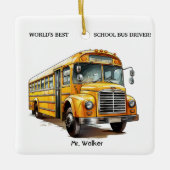 Gepersonaliseerd 's werelds beste schoolbus chauff keramisch ornament (Voorkant)