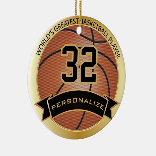 Gepersonaliseerd - 's werelds grootste basketbalsp keramisch ornament (Rechts)