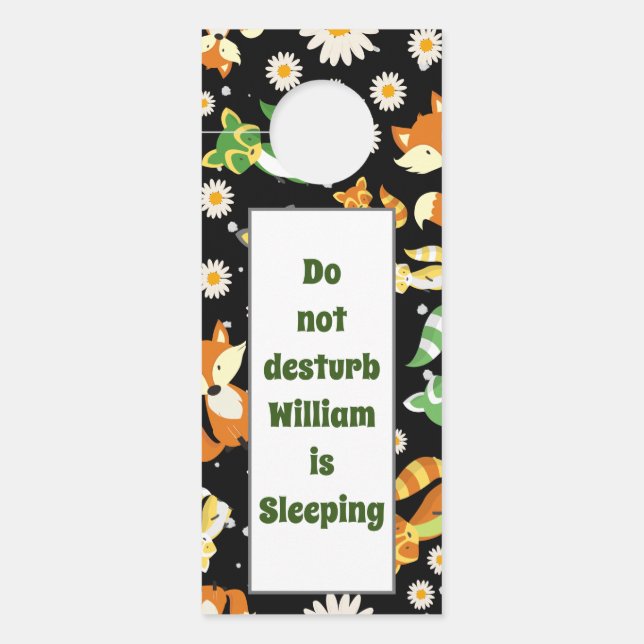 Gepersonaliseerd safari zwart patroon wilde dieren deurhanger (Voorkant)