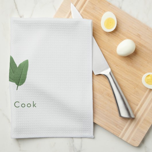 Gepersonaliseerd Sage Cook, Green Leaves Art Theedoek (Quarter Fold)