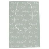 Gepersonaliseerd Sage Green Elegant Baby Girl Medium Cadeauzakje (Voorkant)
