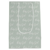 Gepersonaliseerd Sage Green Elegant Baby Girl Medium Cadeauzakje (Achterkant)