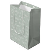 Gepersonaliseerd Sage Green Elegant Baby Girl Medium Cadeauzakje (Achterkant Gekanteld)