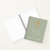 Gepersonaliseerd Sage Green Religious Cross Notitieboek (Binnen)