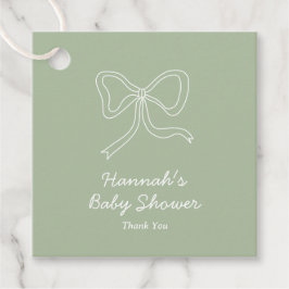 Gepersonaliseerd Sage Green Ribbon Baby shower Bedankjes Labels