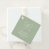 Gepersonaliseerd Sage Green Ribbon Baby shower Bedankjes Labels (In situ)