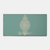 Gepersonaliseerd Sage & Sand Retro Ornamental Mand Bureaumat (Voorkant)
