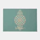 Gepersonaliseerd Sage & Sand Retro Ornamental Mand Deurmat (Voorkant)