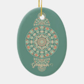 Gepersonaliseerd Sage & Sand Retro Ornamental Mand Keramisch Ornament (Achterkant)