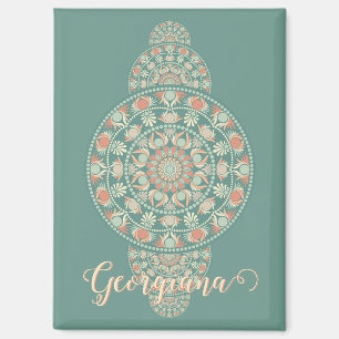 Gepersonaliseerd Sage & Sand Retro Ornamental Mand Magneet