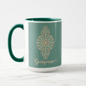 Gepersonaliseerd Sage & Sand Retro Ornamental Mand Mok (Links)