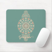 Gepersonaliseerd Sage & Sand Retro Ornamental Mand Muismat (Met muis)