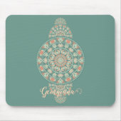 Gepersonaliseerd Sage & Sand Retro Ornamental Mand Muismat (Voorkant)