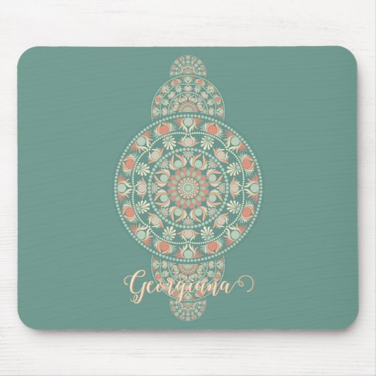 Gepersonaliseerd Sage & Sand Retro Ornamental Mand Muismat (Voorkant)