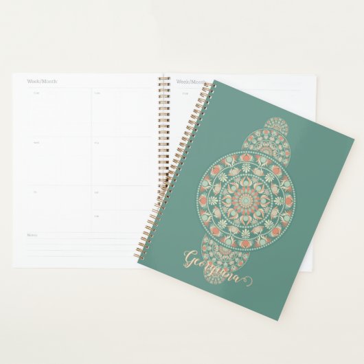 Gepersonaliseerd Sage & Sand Retro Ornamental Mand Planner (Display)