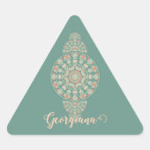 Gepersonaliseerd Sage & Sand Retro Ornamental Mand Sticker (Voorkant)