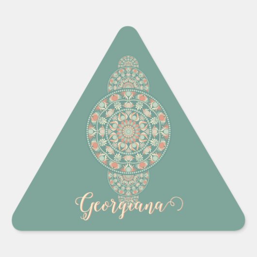 Gepersonaliseerd Sage & Sand Retro Ornamental Mand Sticker (Voorkant)
