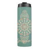 Gepersonaliseerd Sage & Sand Retro Ornamental Mand Thermosbeker (Voorkant)