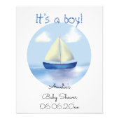 Gepersonaliseerd Sailboat Boys Baby shower Foto Afdruk (Voorkant)