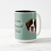 Gepersonaliseerd Saint Bernard Ma/Pa Tweekleurige Koffiemok (Voorkant rechts)