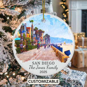 Gepersonaliseerd San Diego Ornament, Californië Keramisch Ornament