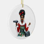 Gepersonaliseerd Santa's favoriete haarstylist (zw Keramisch Ornament (Rechts)