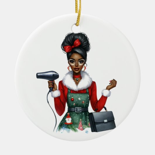 Gepersonaliseerd Santa's favoriete haarstylist (zw Keramisch Ornament (Voorkant)