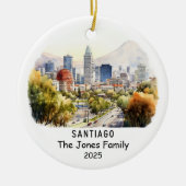 Gepersonaliseerd Santiago Ornament, Chili Keramisch Ornament (Voorkant)