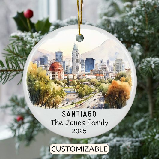 Gepersonaliseerd Santiago Ornament, Chili Keramisch Ornament