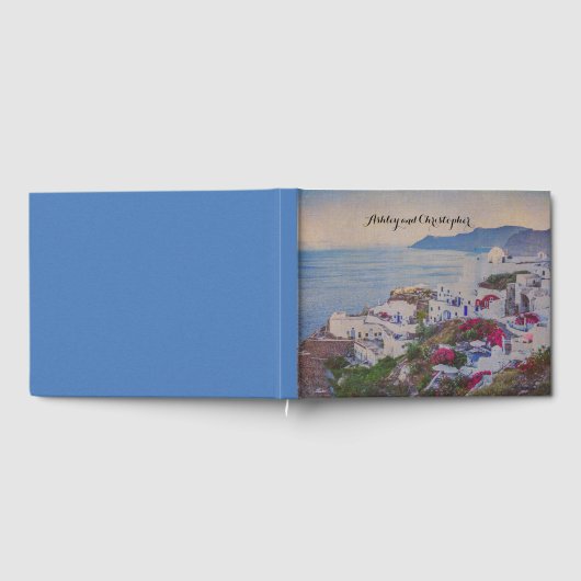 Gepersonaliseerd Santorini Greece Wedding Guestboo Gastenboek (Volledig)