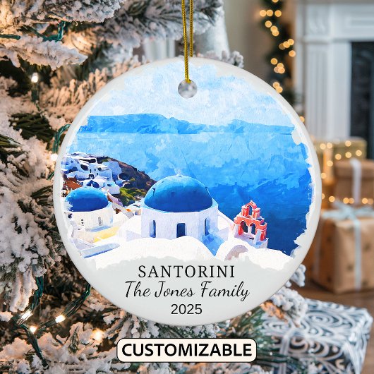 Gepersonaliseerd Santorini Ornament, Griekenland Keramisch Ornament