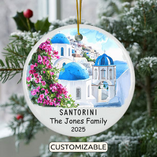 Gepersonaliseerd Santorini Ornament, Griekenland Keramisch Ornament